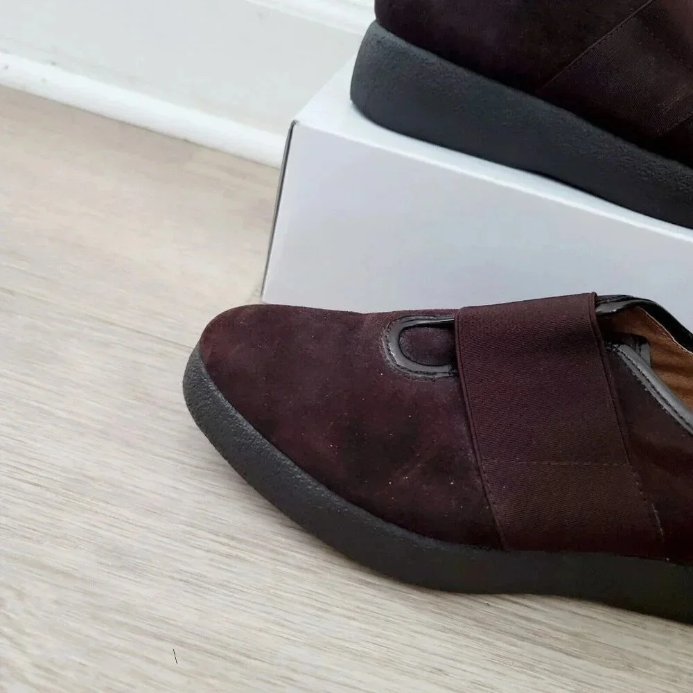 Donald J Pliner Jasper Brown Suede Leather Slip On Loafers Platform Shoes 8.5 38